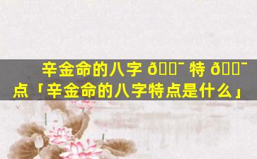 辛金命的八字 🐯 特 🐯 点「辛金命的八字特点是什么」